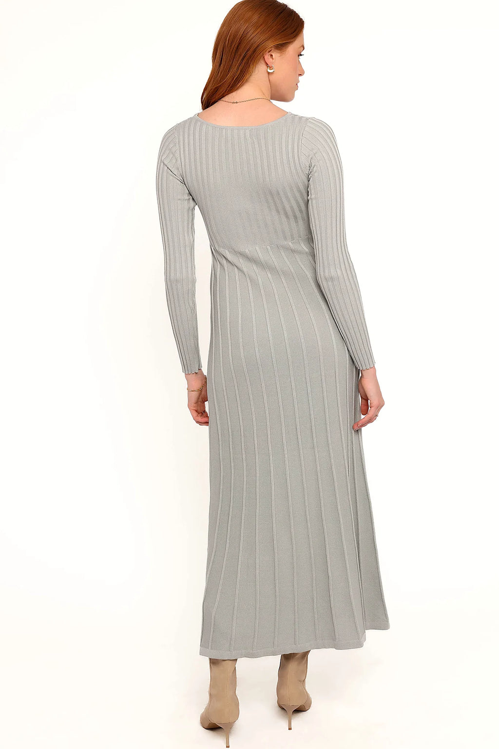 Alison Long Sleeve Maxi Dress - Grey