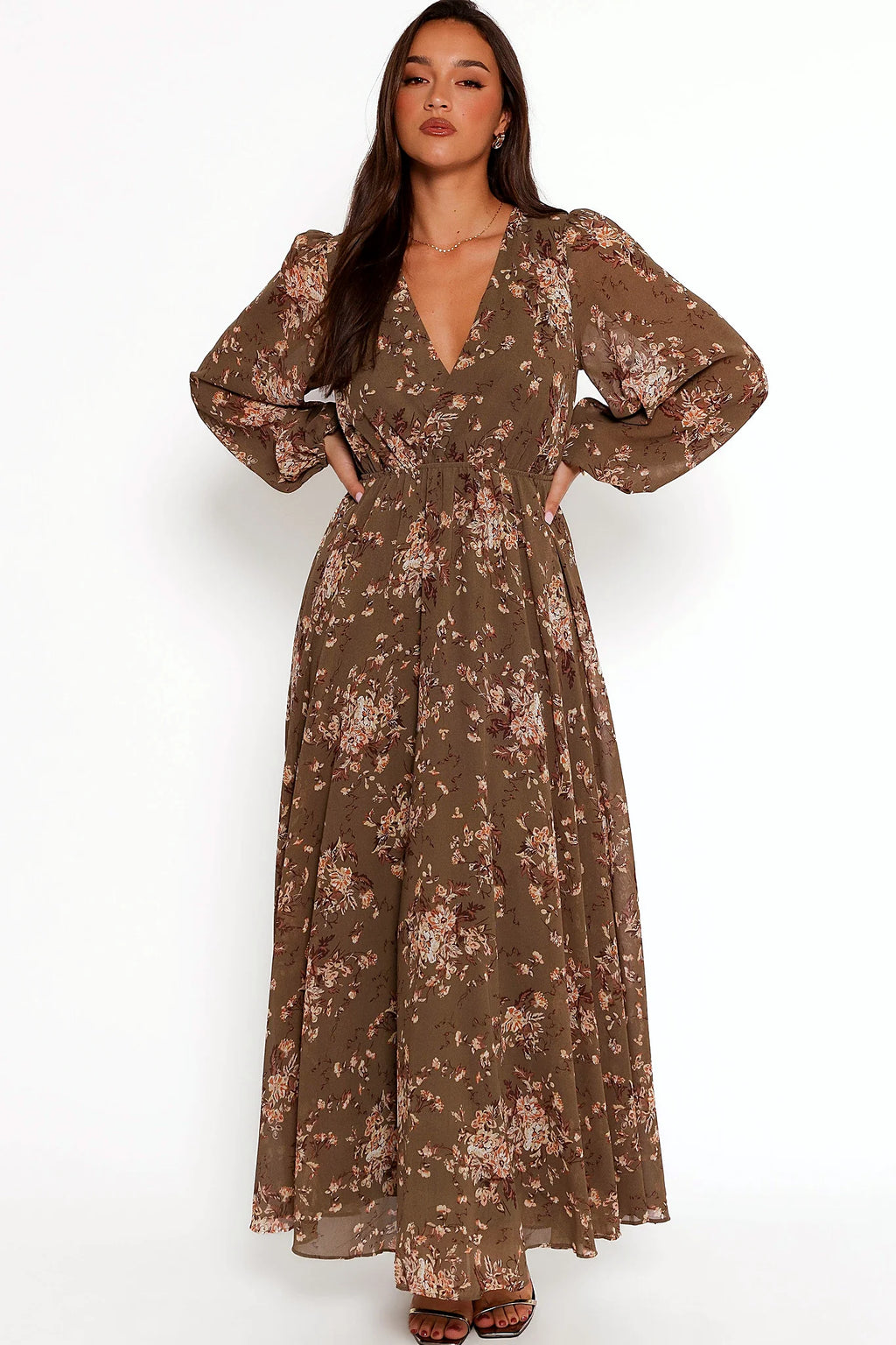 Anisa Maxi Dress - Olive Floral