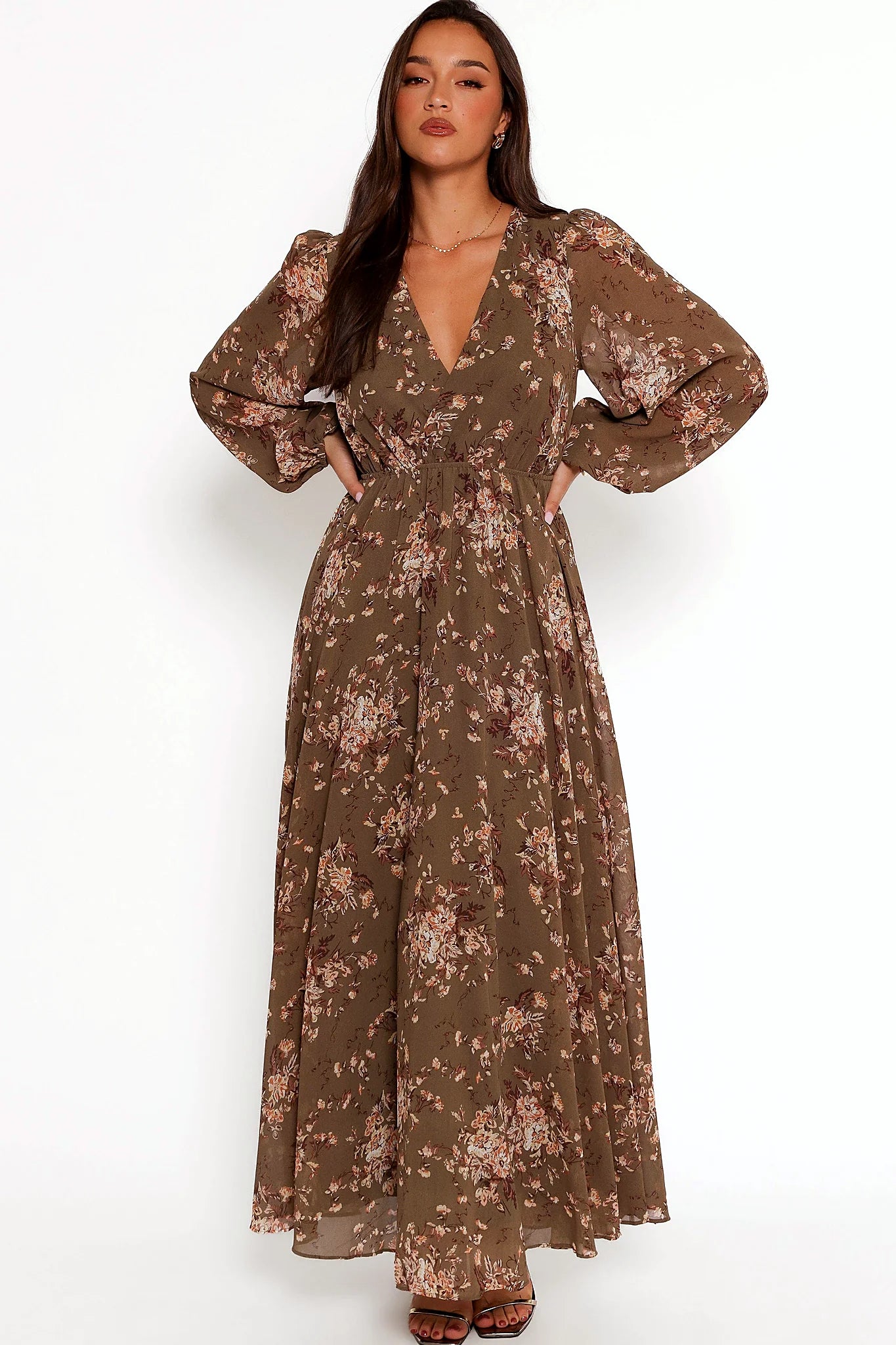 Anisa Maxi Dress - Olive Floral