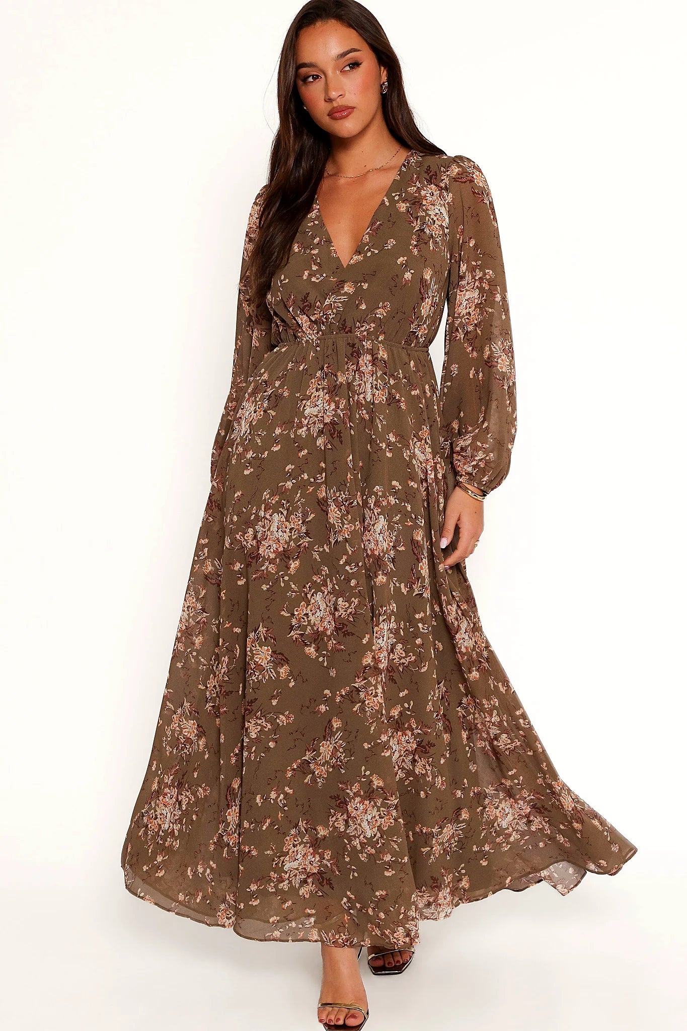Anisa Maxi Dress - Olive Floral