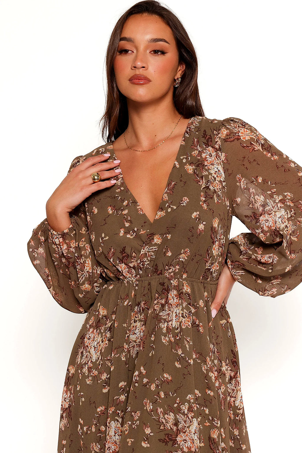 Anisa Maxi Dress - Olive Floral