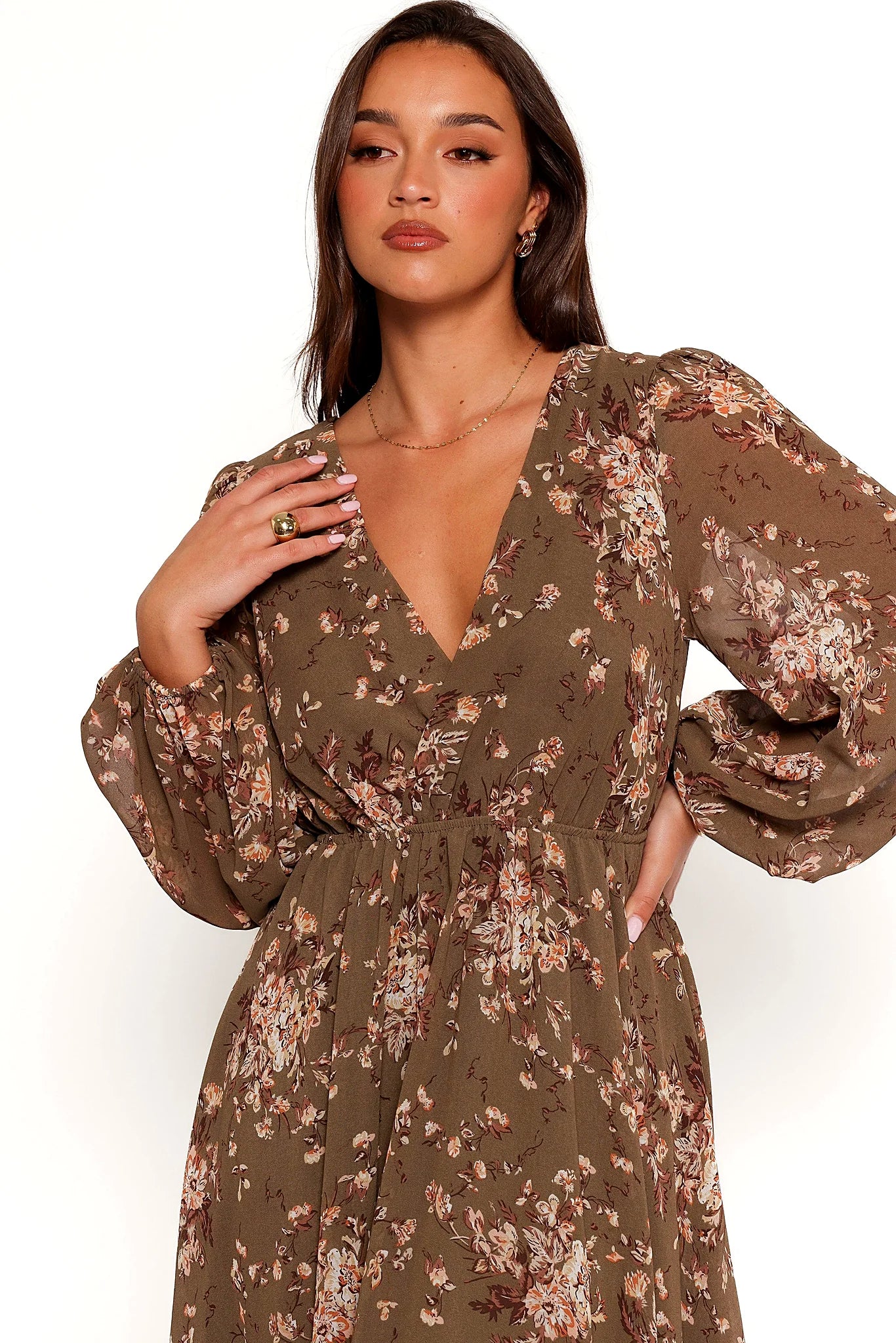 Anisa Maxi Dress - Olive Floral