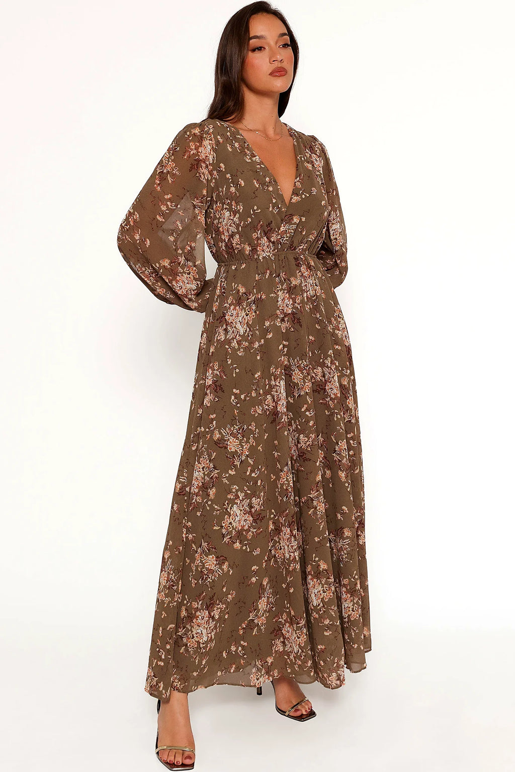 Anisa Maxi Dress - Olive Floral