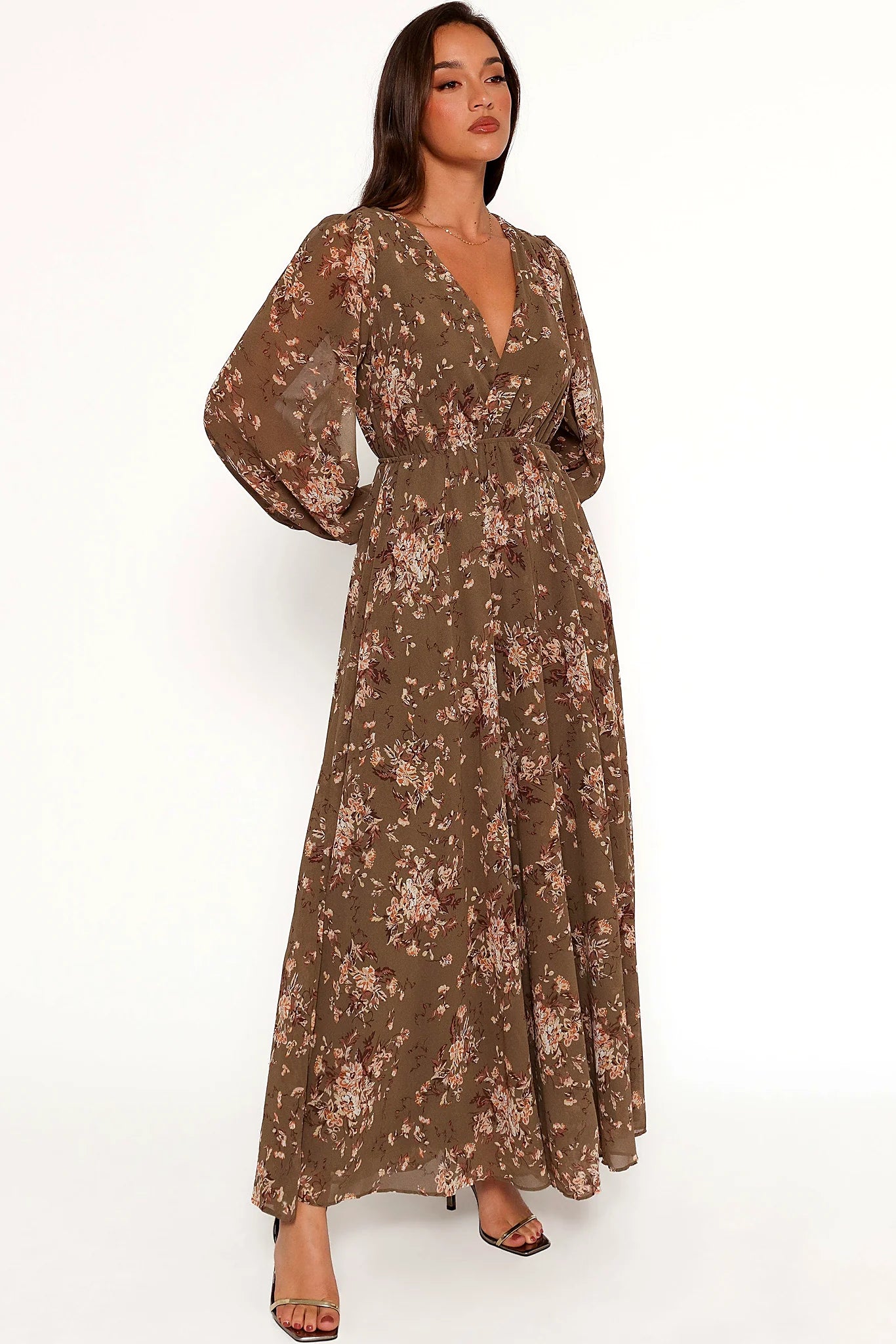 Anisa Maxi Dress - Olive Floral