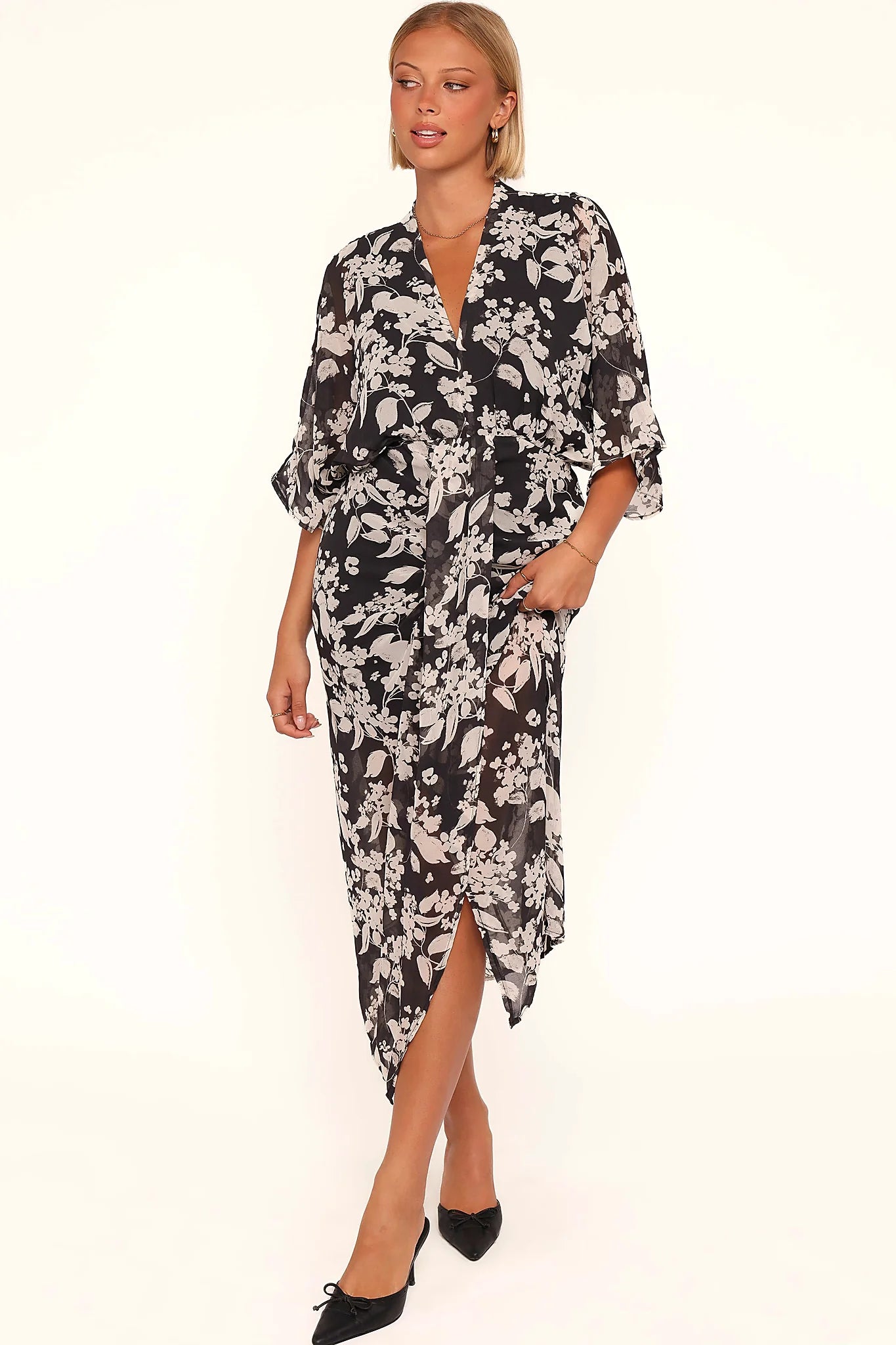 Audrina Maxi Dress - Black Floral