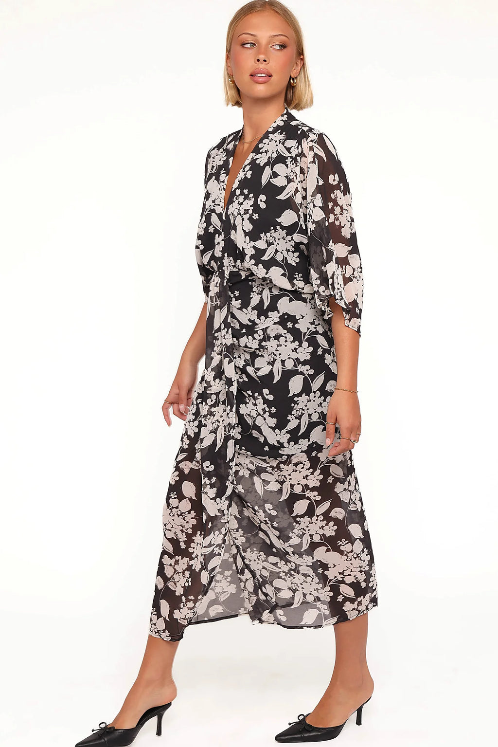 Audrina Maxi Dress - Black Floral