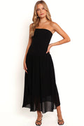 Black drop waist midi dress with straight neckline
