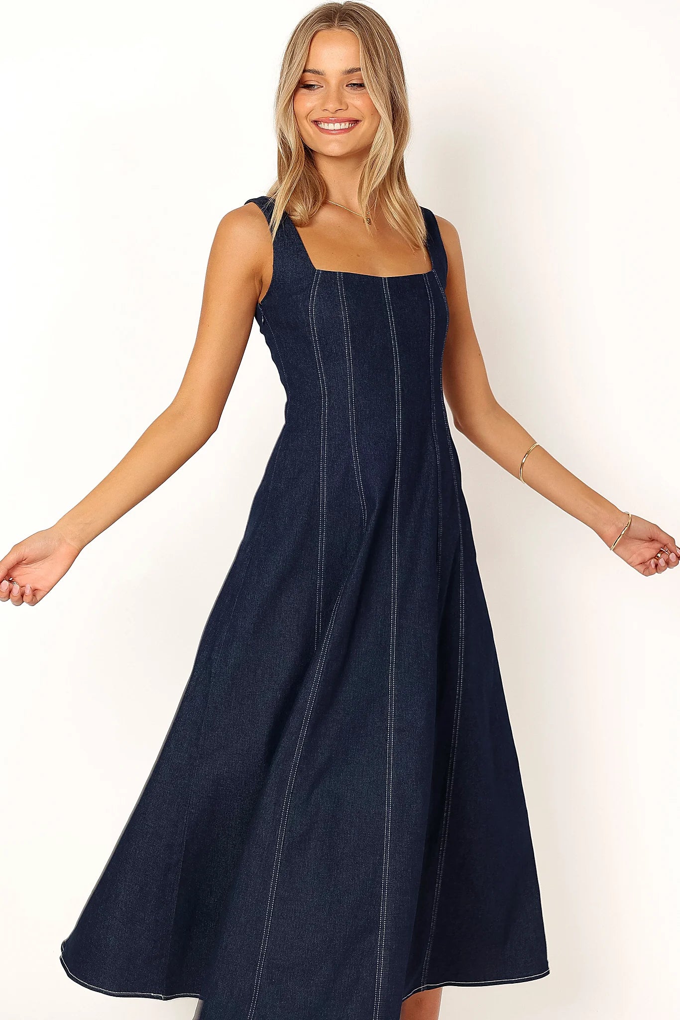 Callum Midi Dress - Dark Denim