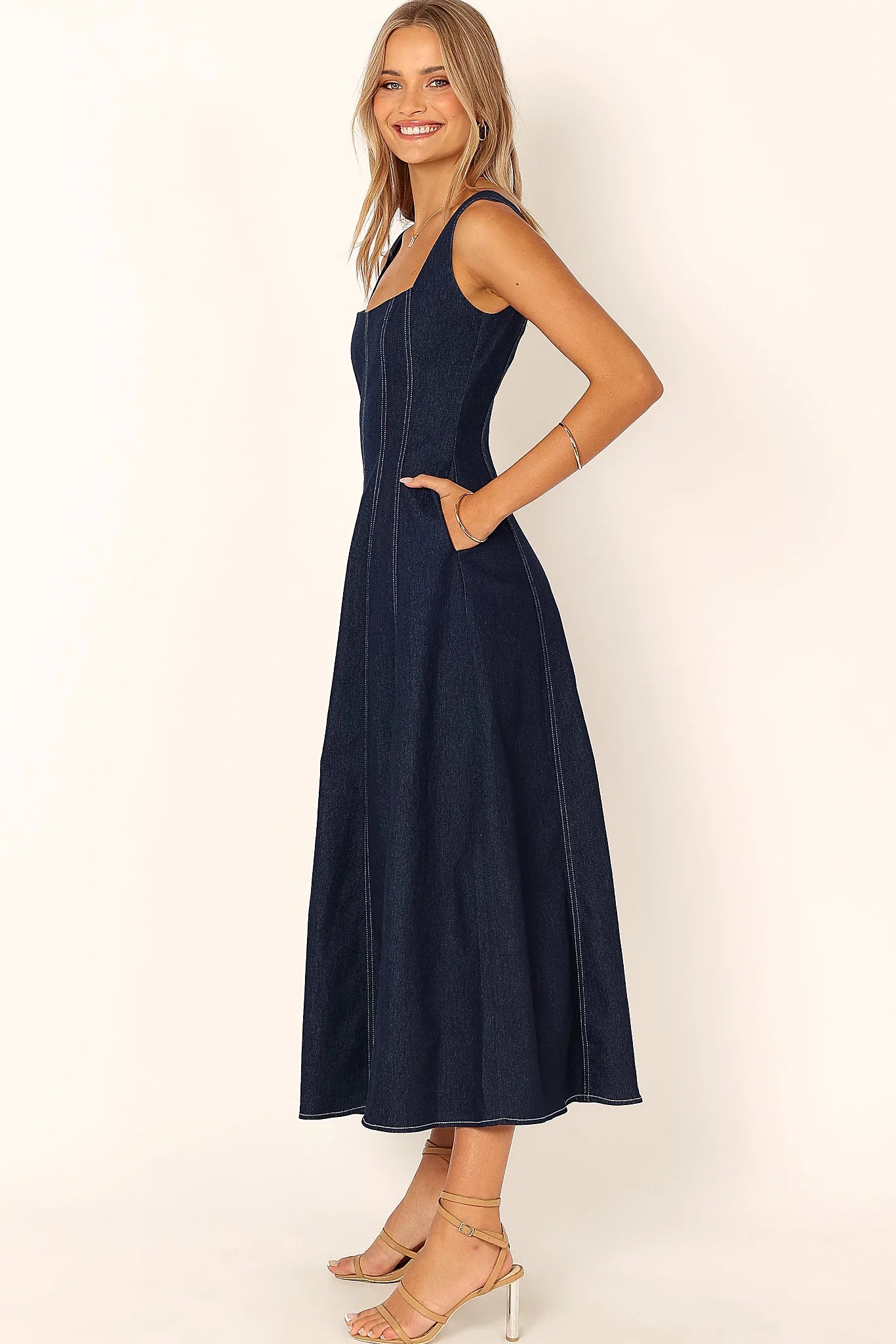 Callum Midi Dress - Dark Denim
