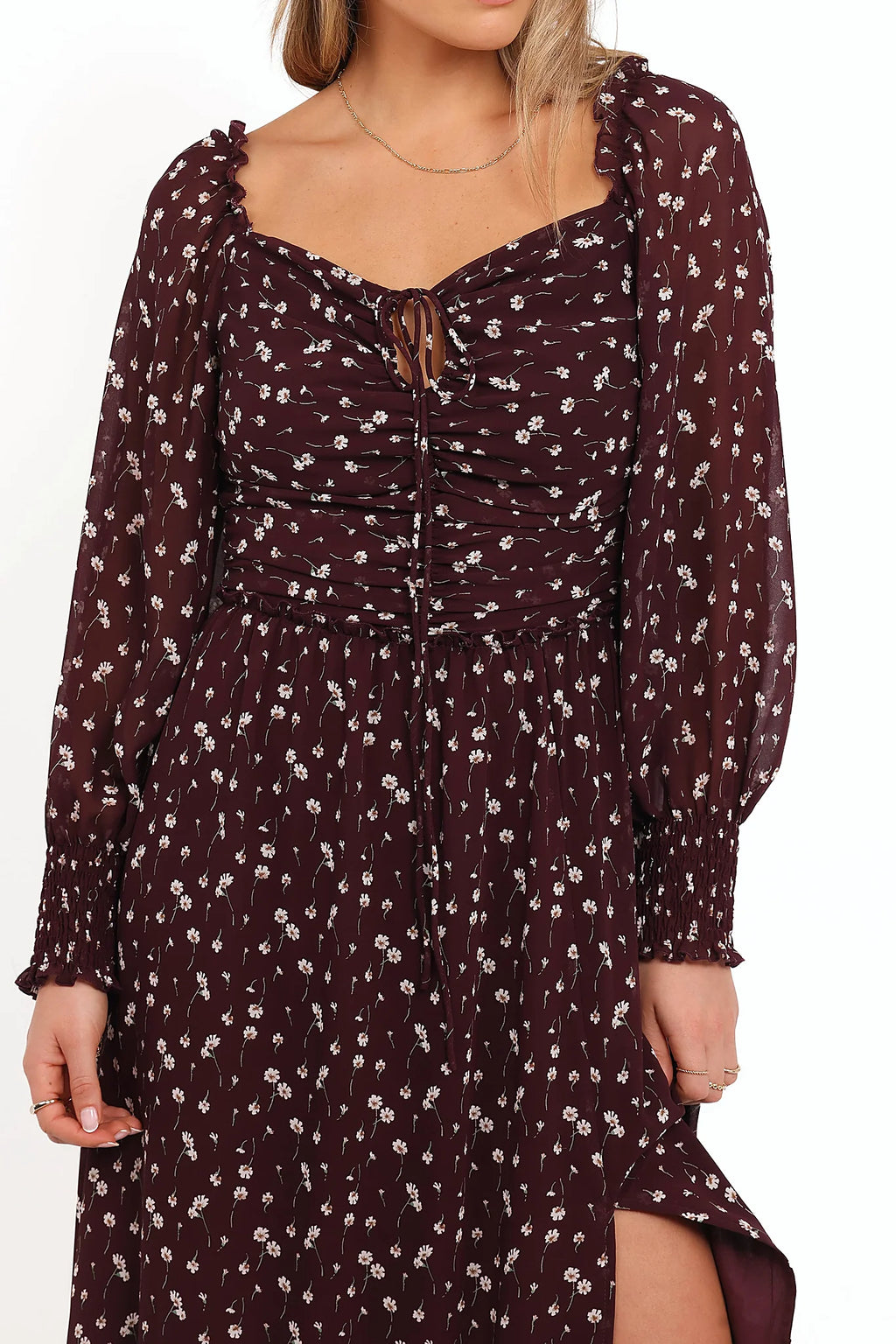 Keziah Long Sleeve Maxi Dress - Burgundy Floral