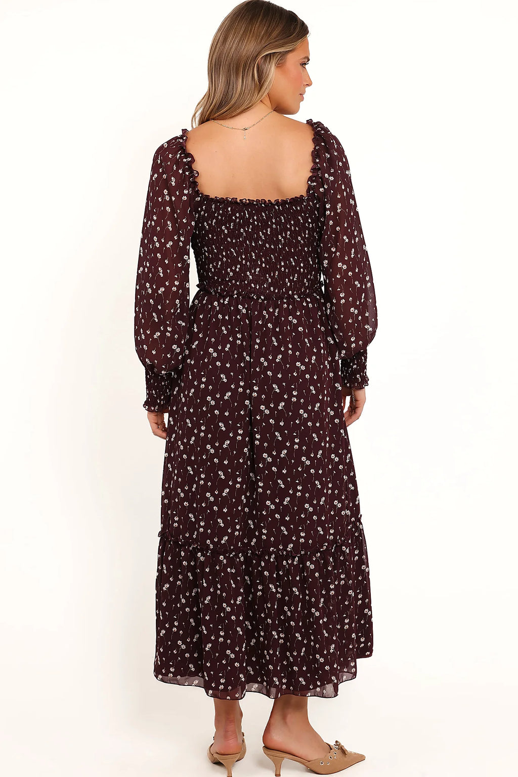 Keziah Long Sleeve Maxi Dress - Burgundy Floral