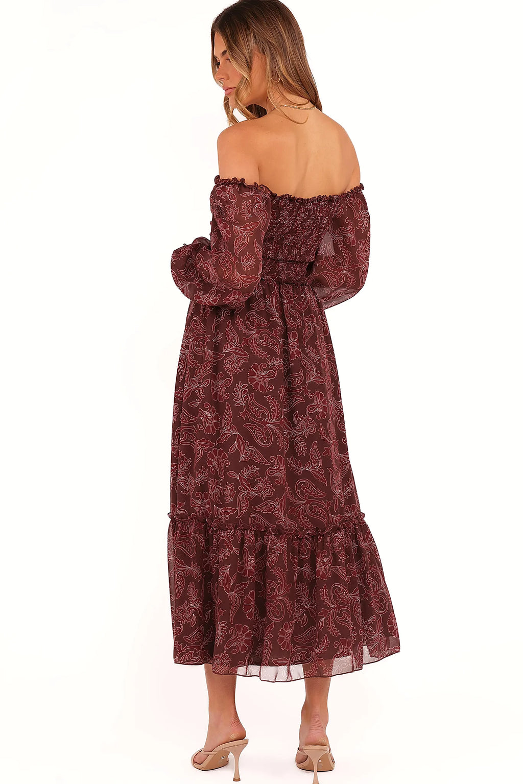Keziah Long Sleeve Maxi Dress - Burgundy Paisley