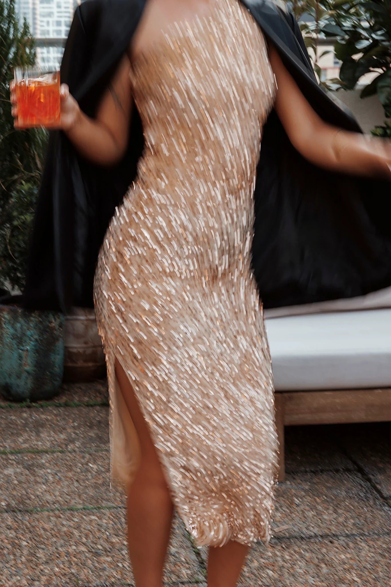 Kiki One Shoulder Midi Dress - Gold