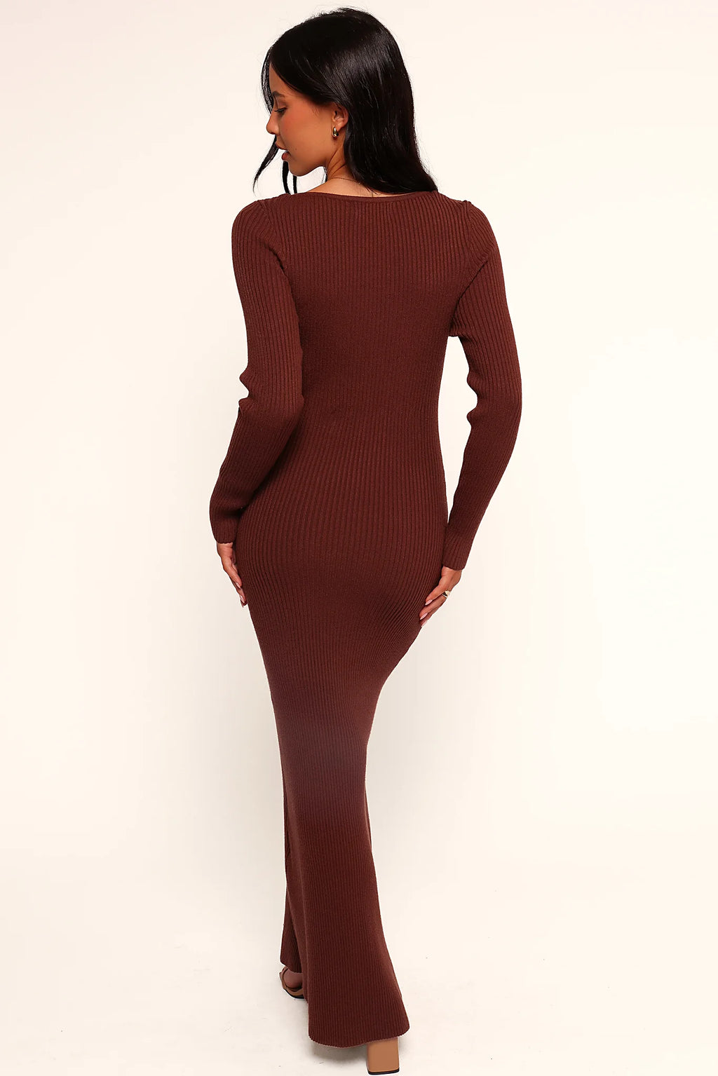 Marshall Button Through Knit Maxi Dress - Chocolate