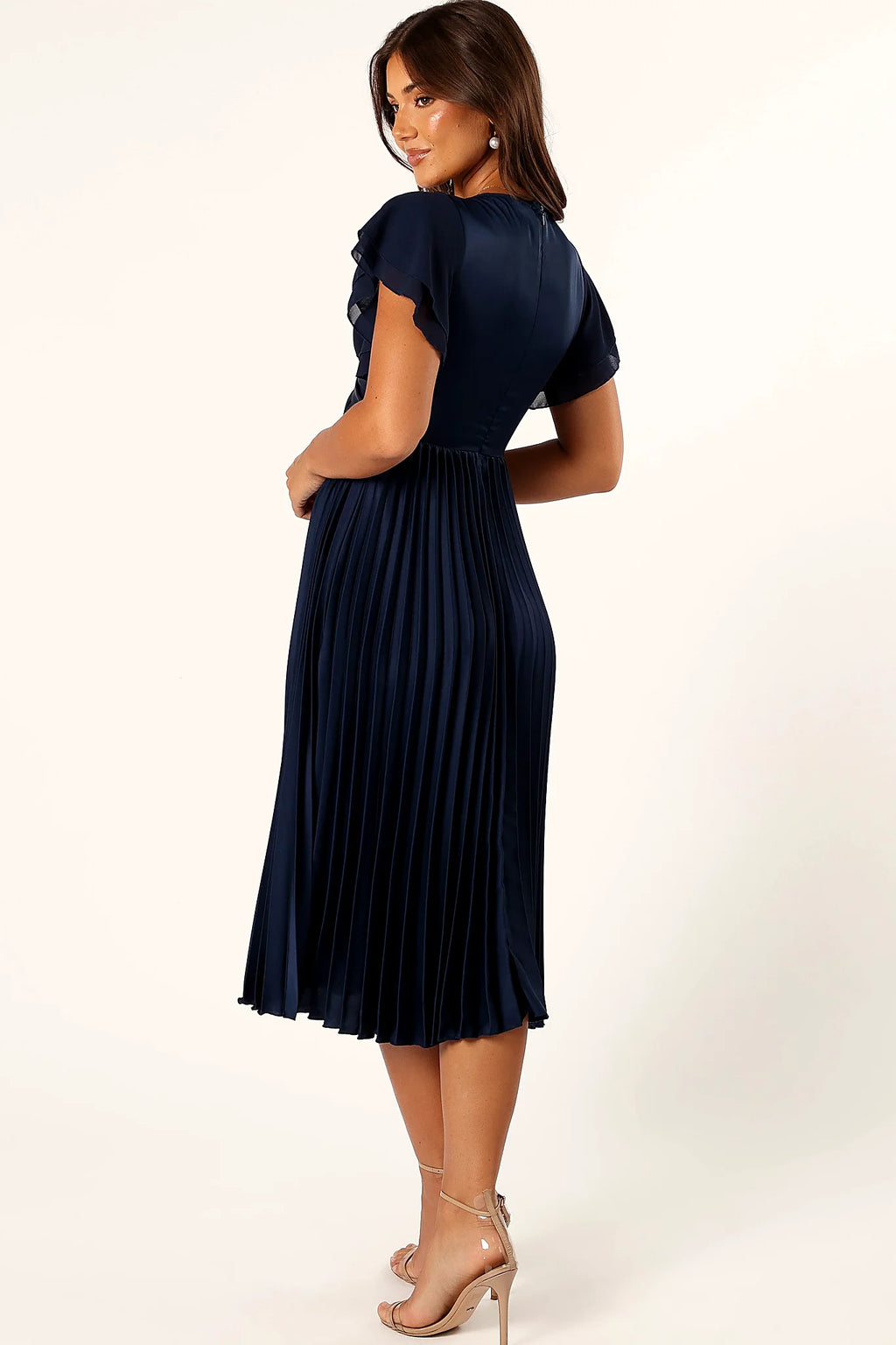 Nova Flutter Sleeve Midi Dress - Navy
