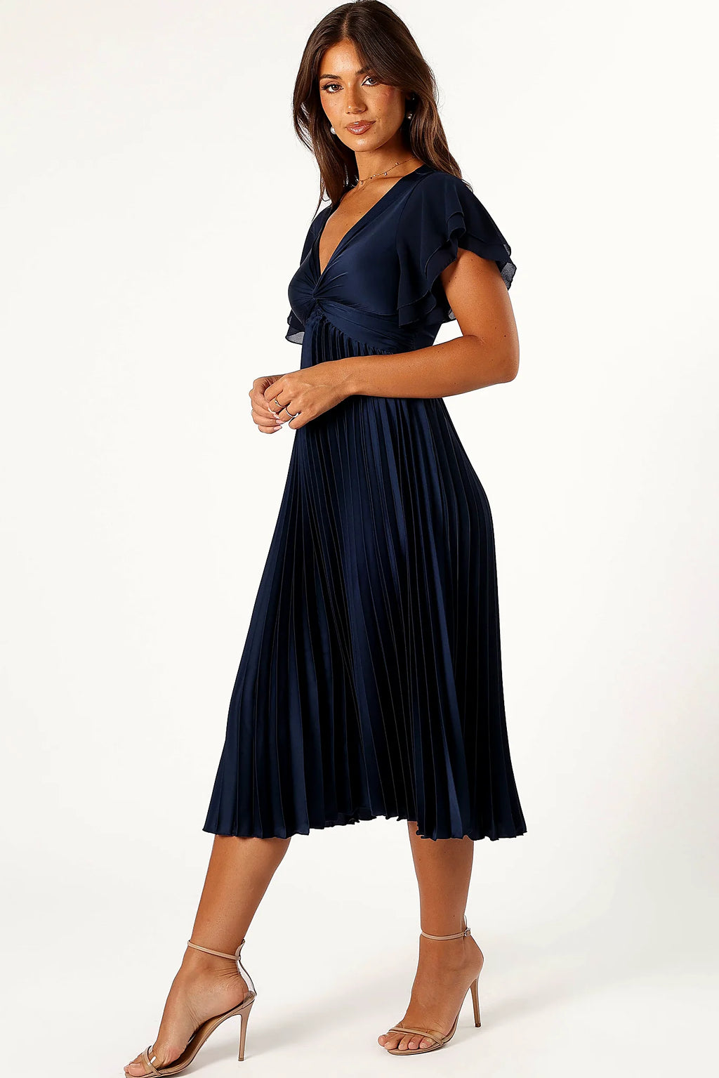 Nova Flutter Sleeve Midi Dress - Navy