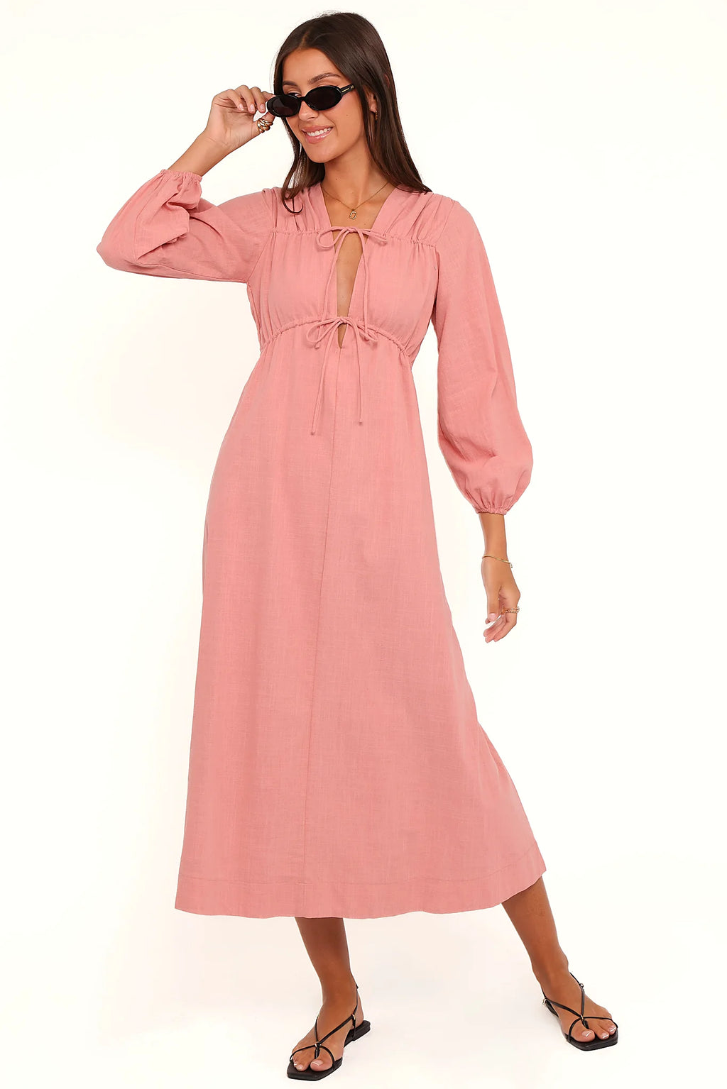 Riven Long Sleeve Maxi Dress - Pink