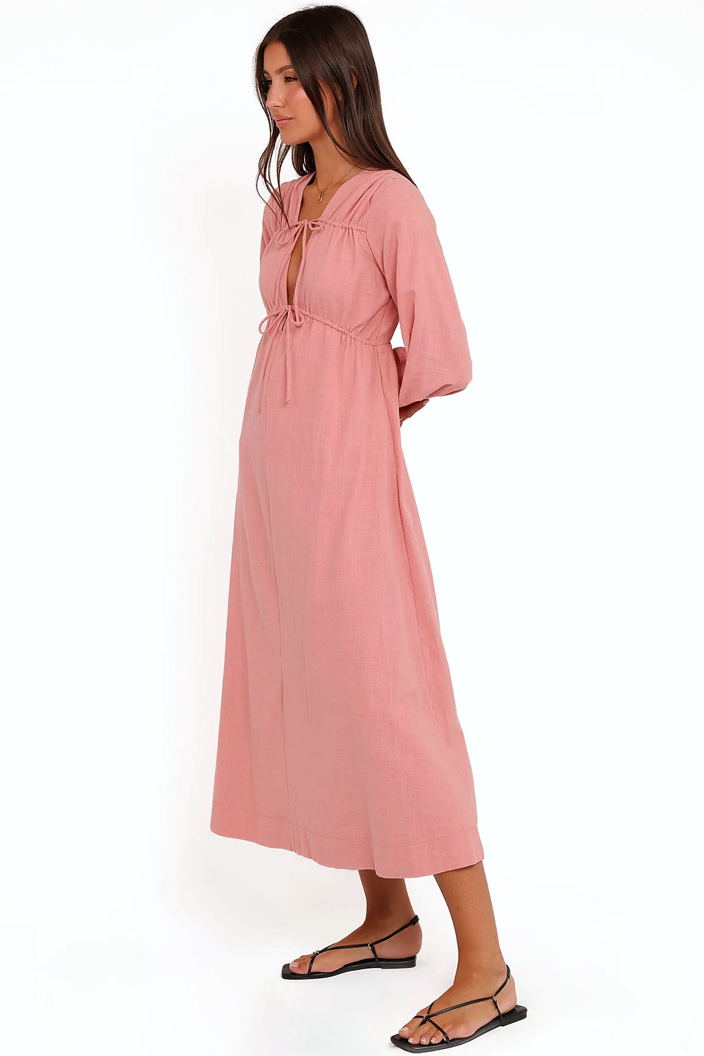 Riven Long Sleeve Maxi Dress - Pink
