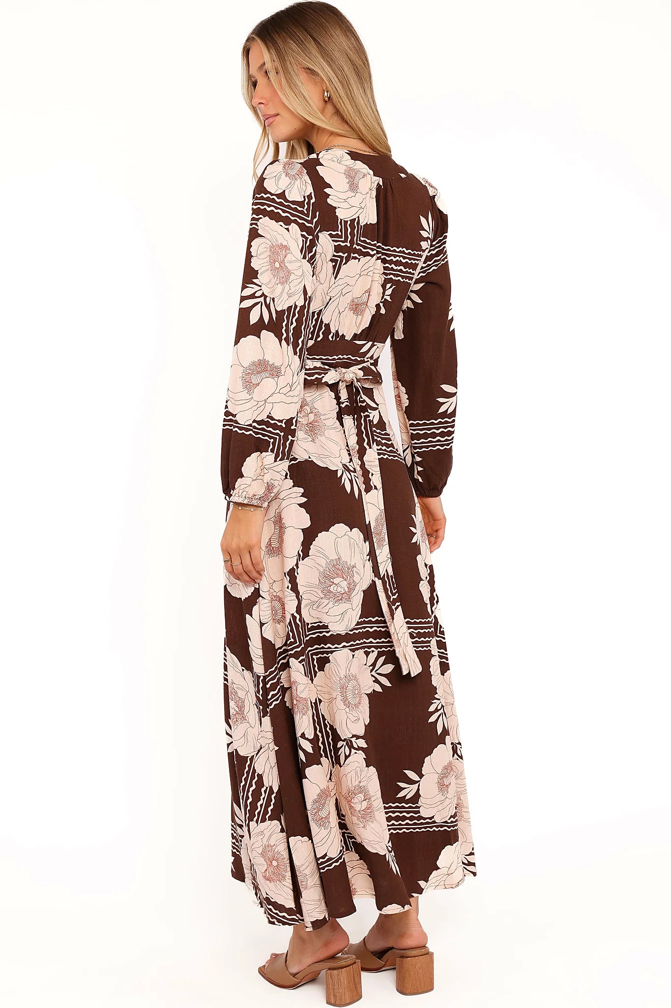 Safia Midi Dress - Brown Floral