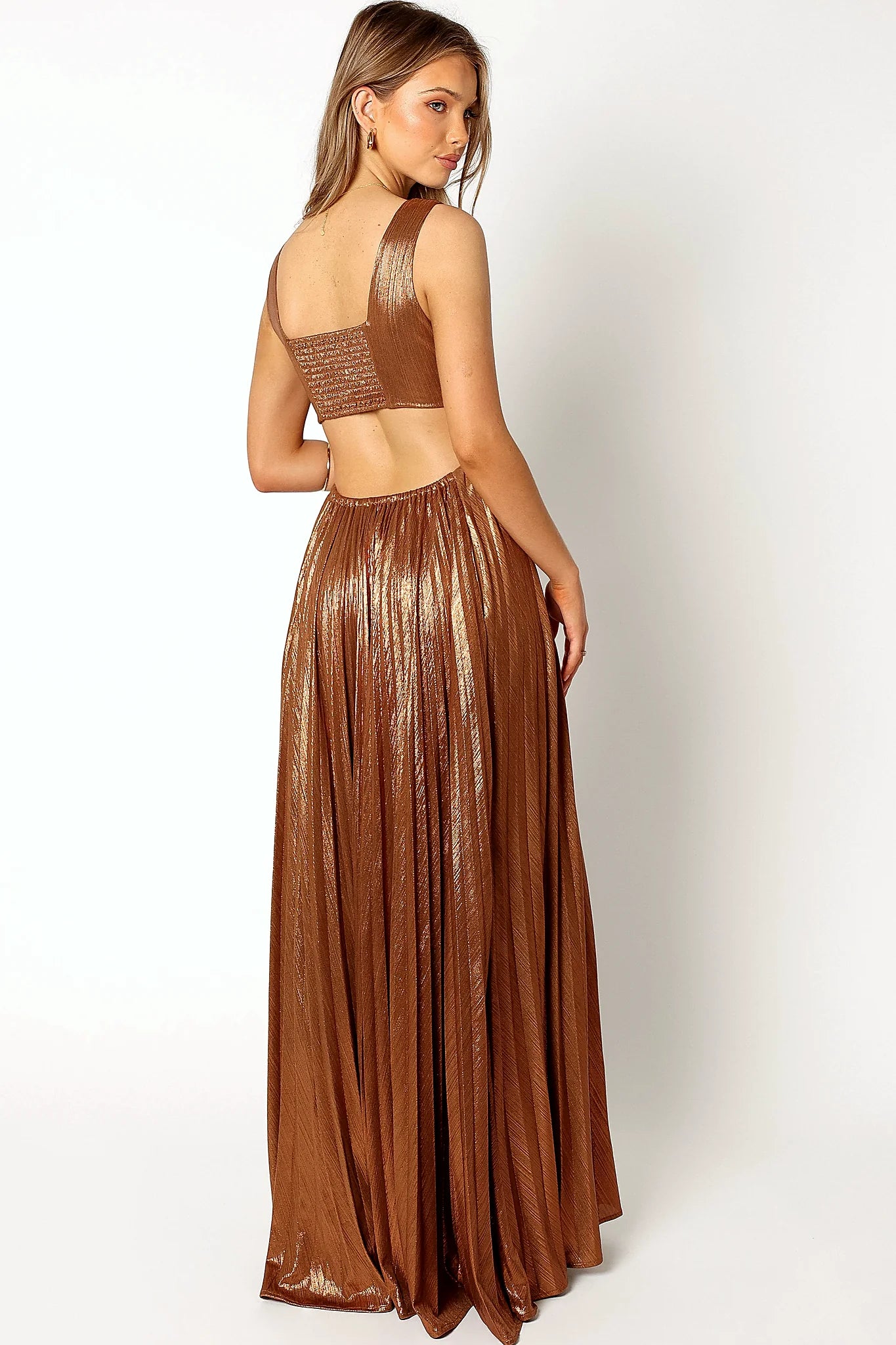 Shania Pleated Maxi Dress - Bronze