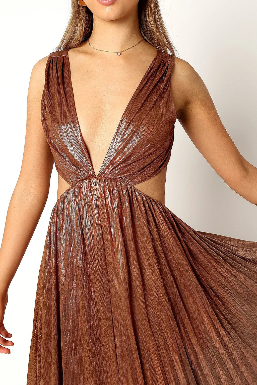 Shania Pleated Maxi Dress - Bronze