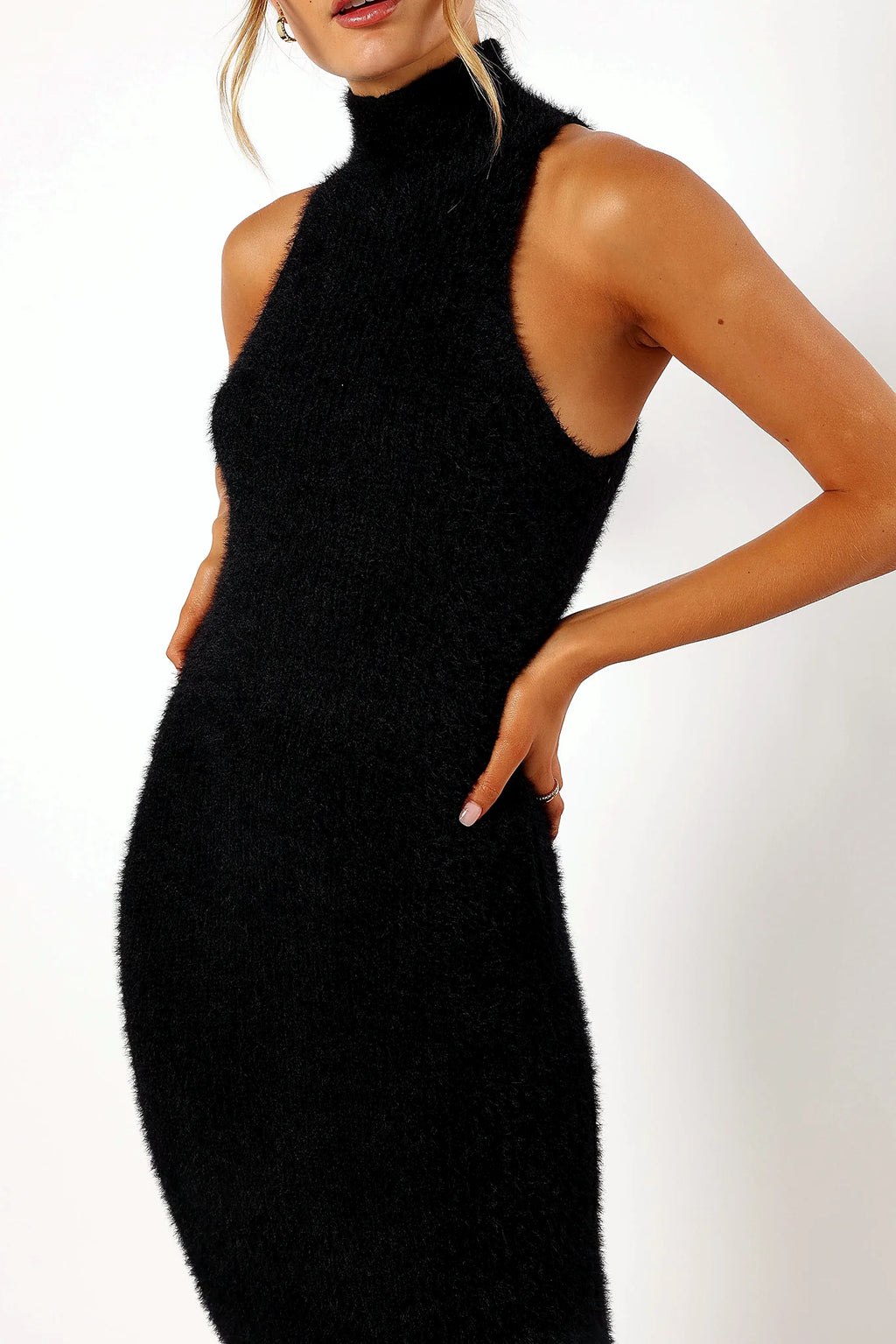Sunni Turtleneck Midi Dress - Black